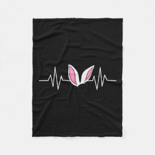 Easter Bunny Heartbeat Rabbit Fun Easter Day Women Fleece Blanket