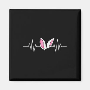 Easter Bunny Heartbeat Rabbit Fun Easter Day Women Magnet
