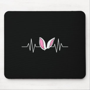 Easter Bunny Heartbeat Rabbit Fun Easter Day Women Mouse Pad