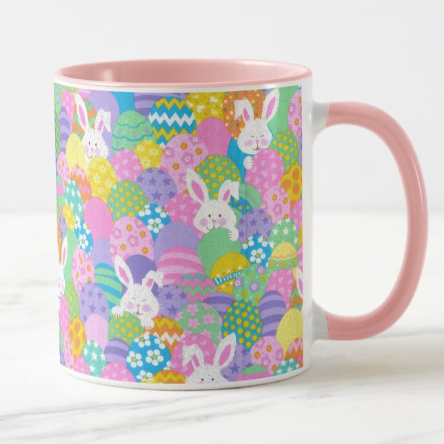 EASTER Bunny Hiding Eggs Cute Pink Gift Coffee Mug (Creator Uploaded)