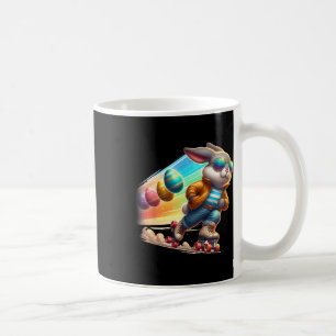 Easter Bunny Hip Hop Rabbit Rainbow Roller Skate Coffee Mug