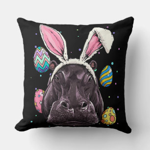 Easter Bunny Hippo Funny Easter Hippo Gifts Cushion