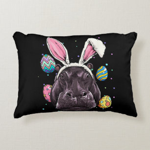 Easter Bunny Hippo Funny Easter Hippo Gifts Decorative Cushion