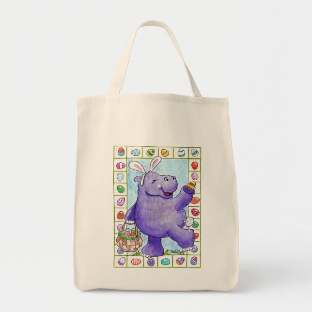 Easter Bunny Hippo Tote Bag (Front)