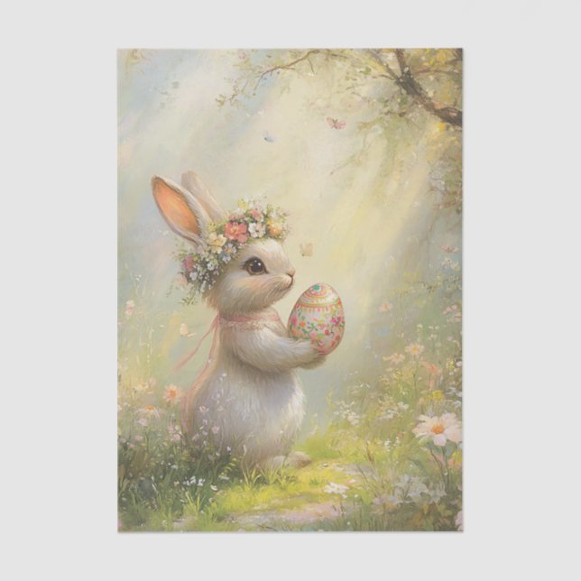 Easter Bunny Holding Egg in the Sunshine Tissue Paper (Front)