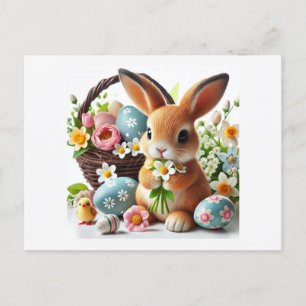 Easter bunny holiday postcard
