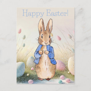 Easter bunny holiday postcard