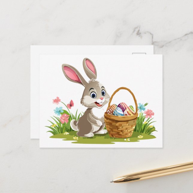 Easter bunny holiday postcard (Front/Back In Situ)