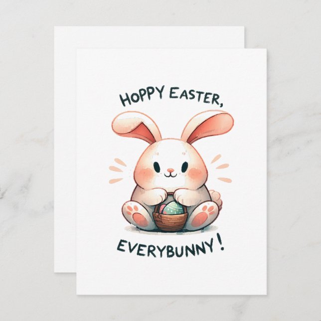 Easter Bunny Hoppy Easter, Everybunny! Card (Front/Back)