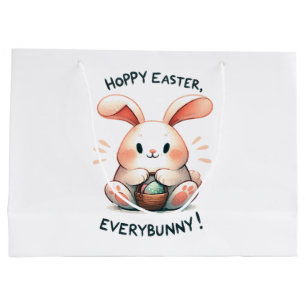Easter Bunny Hoppy Easter, Everybunny! Large Gift Bag
