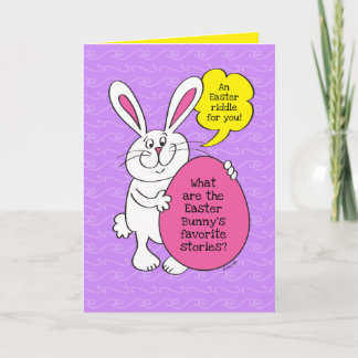 Easter Bunny Hoppy Stories Riddle For Kids Card