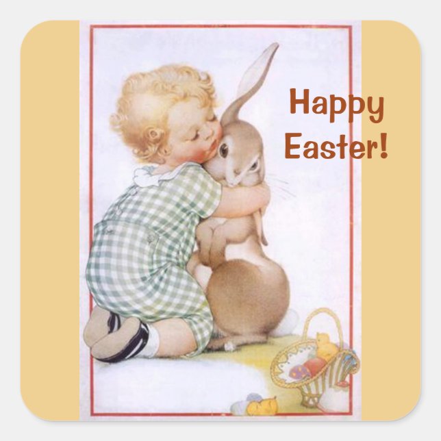 Easter Bunny Hug Sticker (Front)