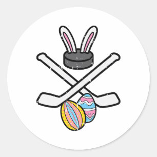 Easter Bunny Ice Hockey Funny Sports Goalie Men Bo Classic Round Sticker