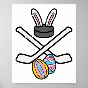 Easter Bunny Ice Hockey Funny Sports Goalie Men Bo Poster