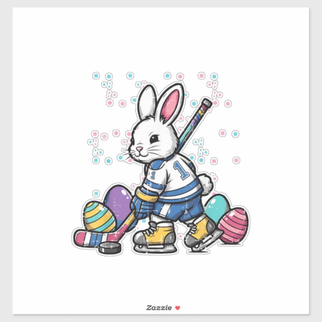 Easter Bunny Ice Hockey Player Eggs Rabbit Boys Ki (Sheet)