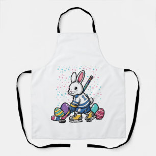 Easter Bunny Ice Hockey Player Eggs Rabbit Boys Ki Apron
