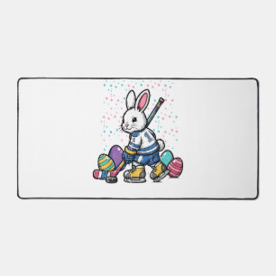 Easter Bunny Ice Hockey Player Eggs Rabbit Boys Ki Desk Mat