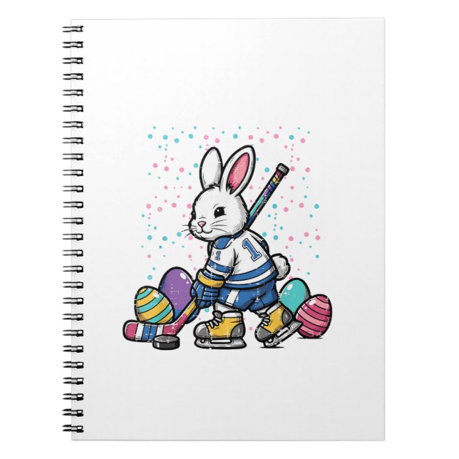 Easter Bunny Ice Hockey Player Eggs Rabbit Boys Ki Notebook (Front)