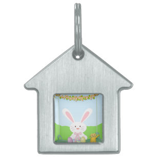 Easter bunny illustration pet ID tag