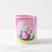 Easter bunny image created in watercolor style