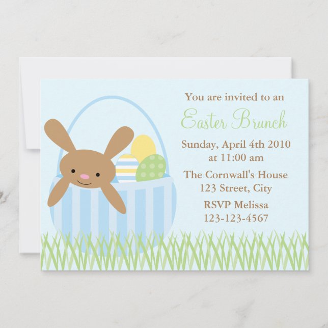 Easter Bunny in a Basket Invitation (Front)