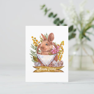 Easter bunny in a basket postcard