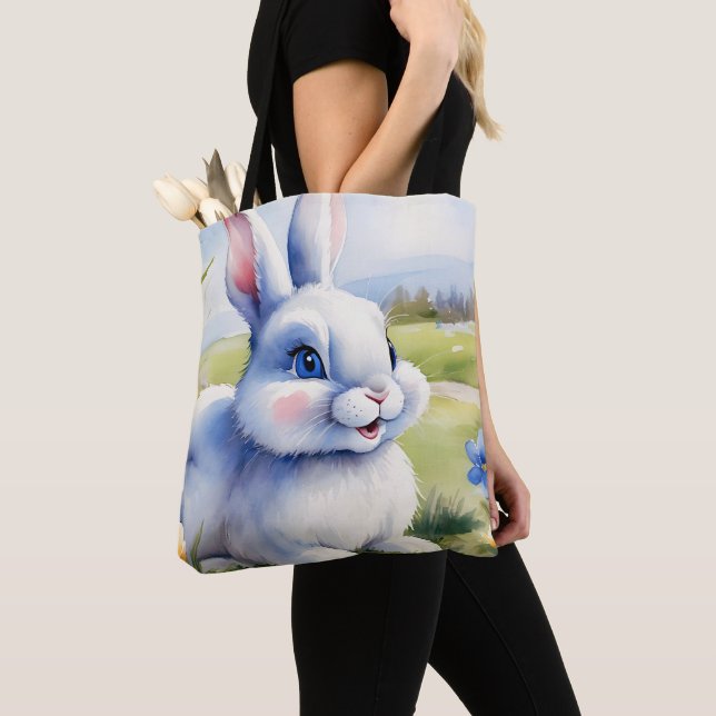 Easter bunny in a garden, Easter Tote Bag (Close Up)