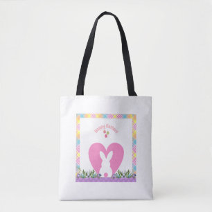 Easter Bunny in a Heart with Flowers Tote bag