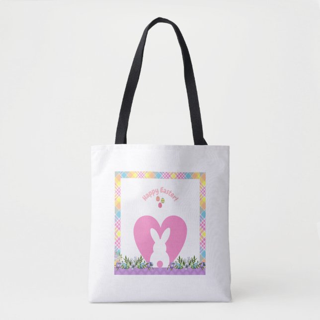 Easter Bunny in a Heart with Flowers Tote bag (Front)