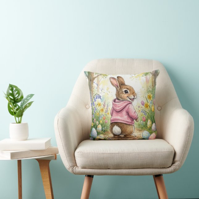Easter Bunny in a Spring Garden Cushion (Chair)