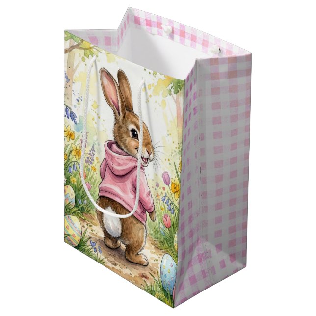 Easter Bunny in a Spring Garden Medium Gift Bag (Front Angled)