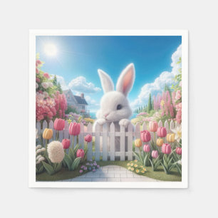 Easter Bunny In a Tulip Garden Napkin