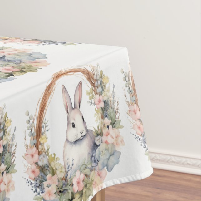 Easter Bunny In A Wreath of Flowers Tablecloth (In Situ)