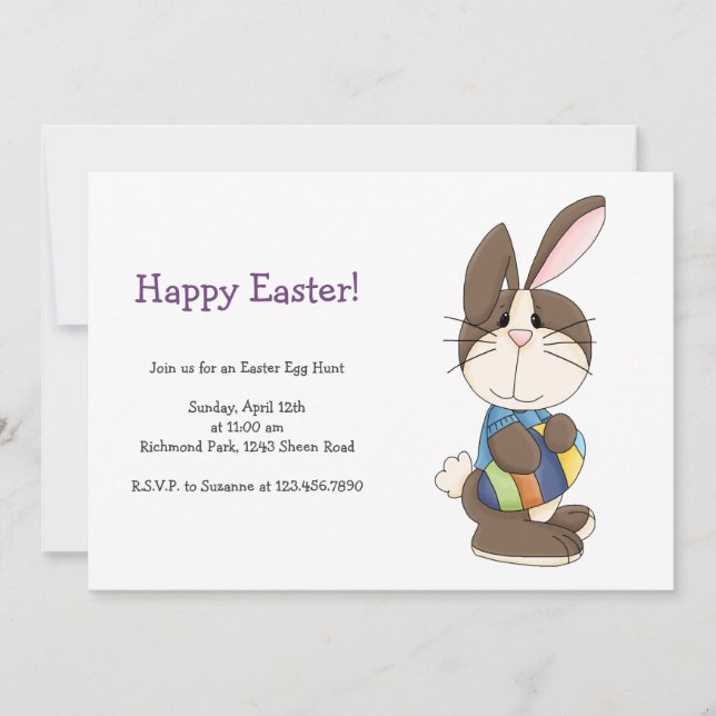 Easter Bunny in Blue Shirt Holiday Card (Front)