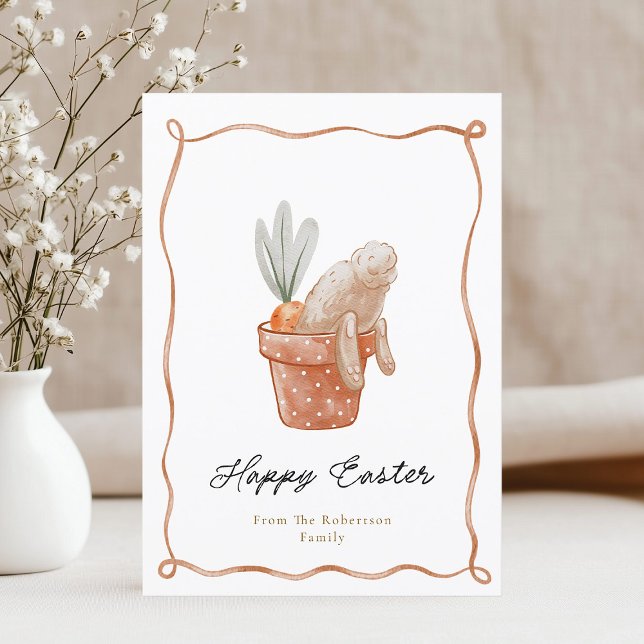 Easter Bunny in Flower Pot Greeting Card (Creator Uploaded)