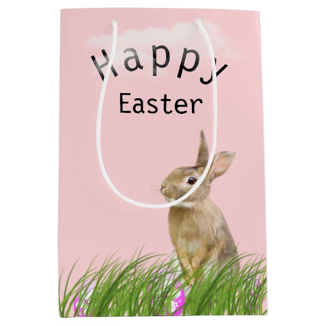 Easter Bunny In Grass with Eggs   Medium Gift Bag (Front)
