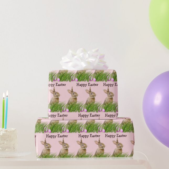 Easter Bunny In Grass with Eggs  Wrapping Paper (Party Gifts)