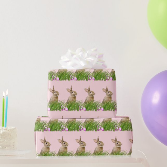 Easter Bunny In Grass with Eggs Wrapping Paper (Party Gifts)