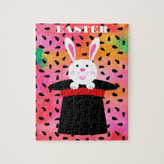 EASTER BUNNY IN HAT PUZZLE. JIGSAW PUZZLE (Vertical)