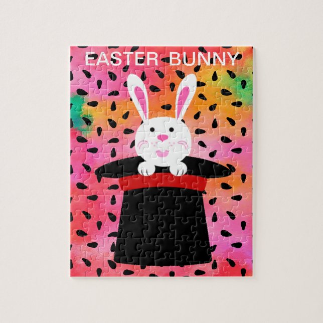 EASTER BUNNY IN HAT PUZZLE. JIGSAW PUZZLE (Vertical)