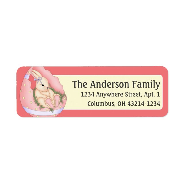 Easter Bunny in Pink 2 Easter Egg Address Labels (Front)