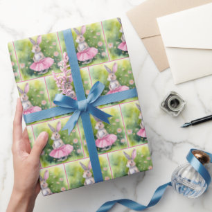 Easter Bunny In Pink Tutu Wrapping Paper