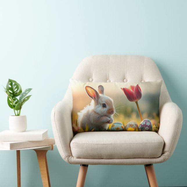 Easter bunny in spring lumbar cushion (Chair)