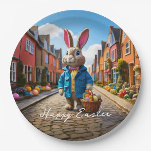 Easter bunny in the forest paper plate