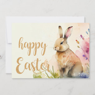 Easter bunny in the garden holiday card