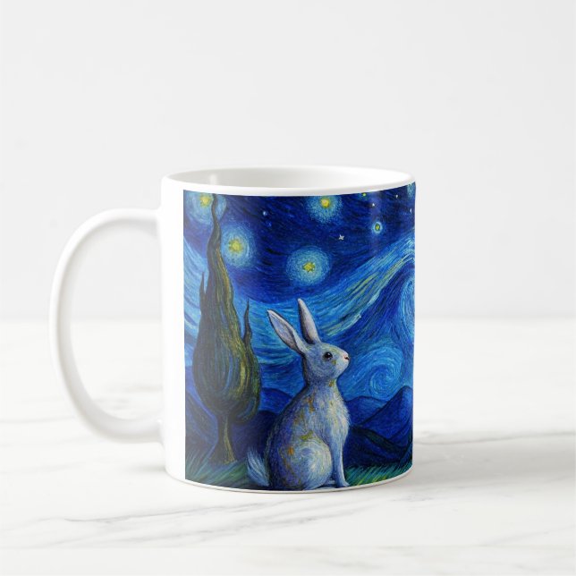 easter bunny in the Starry Night Coffee Mug (Left)