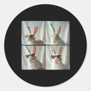 Easter Bunny In The Vintage Photo Machine Style  Classic Round Sticker
