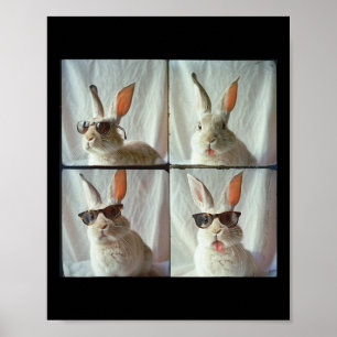 Easter Bunny In The Vintage Photo Machine Style  Poster