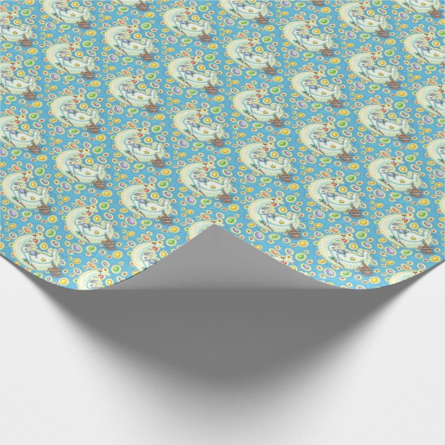 EASTER BUNNY JELLY BEAN DREAMS MOON WRAPPING PAPER (Corner)