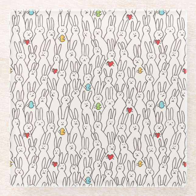Easter Bunny: Joyful Seamless Fun. Glass Coaster (Front)